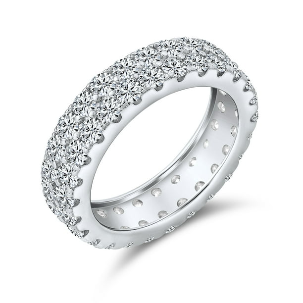 925 Sterling Silver Cubic Zirconia Womens Band Ring 